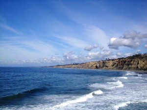 A clear day at the beach in La Jolla.